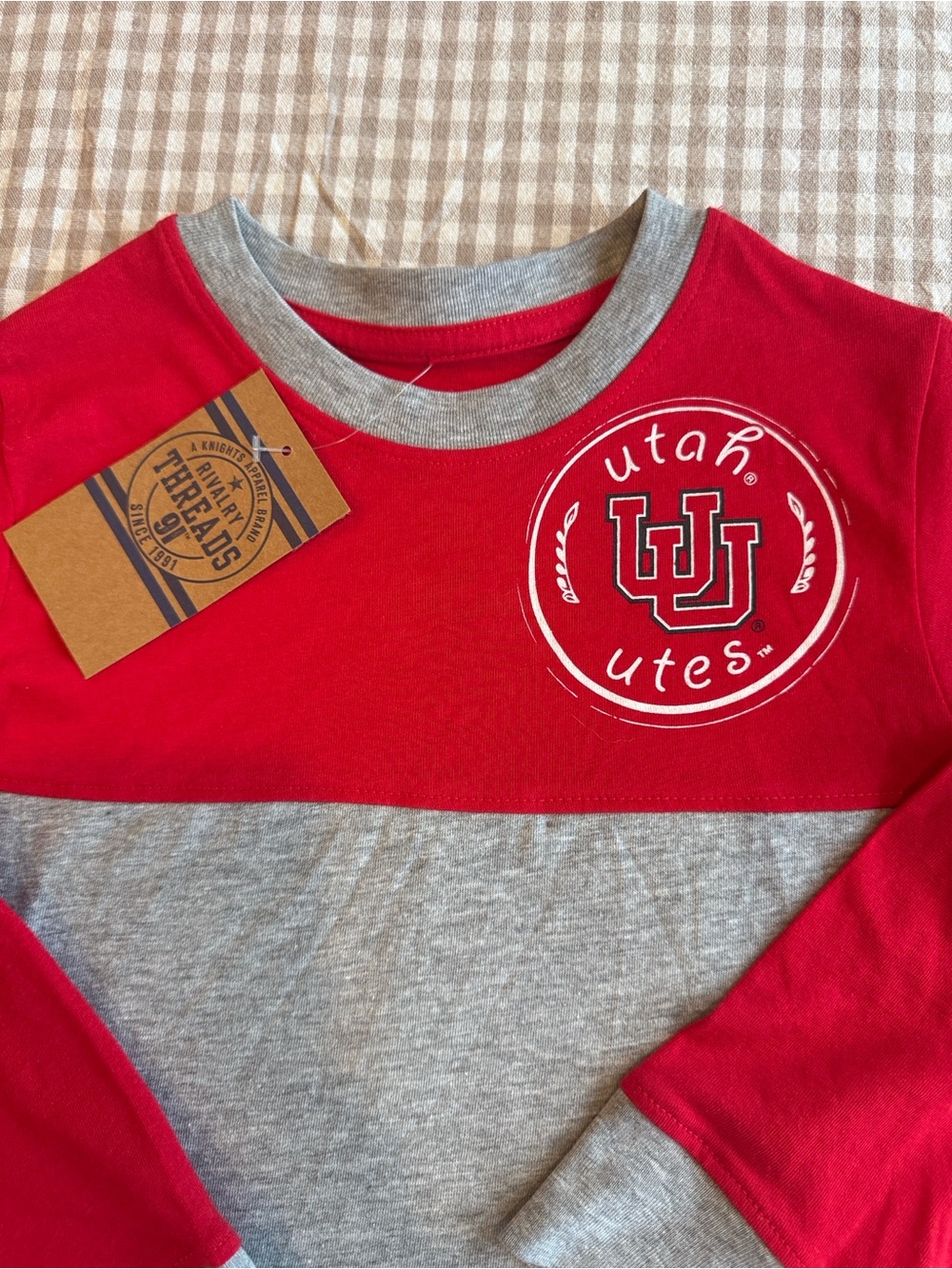 Rivalry Threads Red and Gray Utah Utes Long-Sleeve Colorblock Tee
